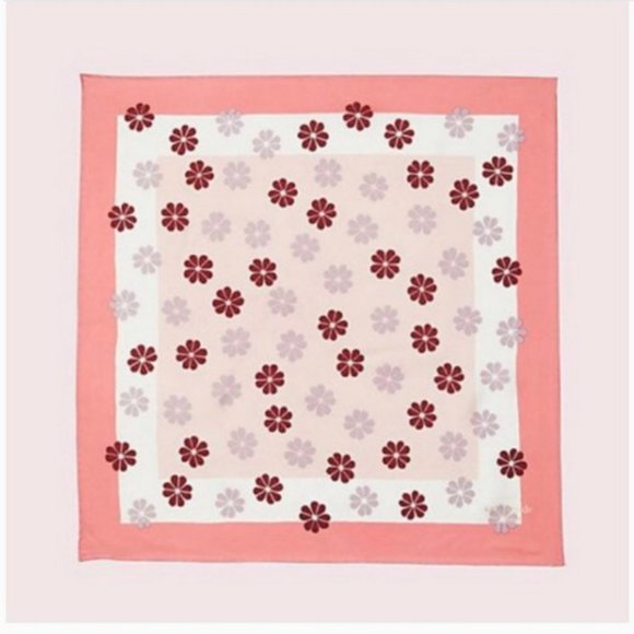 kate spade pink bright tulip silk square scarf nwt